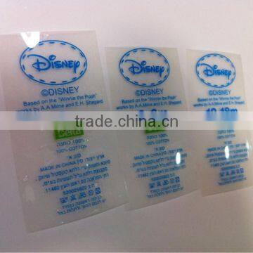 eco-friendly DISNEY heat transfer label/heat transfer care label/heat transfer wash label/tagless label