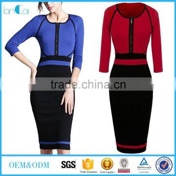 Women's Vintage Colorblock Career Bodycon Dress