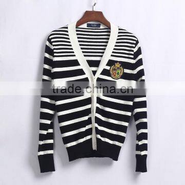 Custom Black And White Strips School Uniform Sweater photo-2