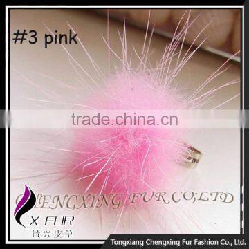 CX-A-27 Wholesale Cheap Price Girls Kids Lovely Genuine Mink Fur Ball Finger Ring photo-4