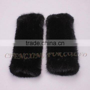 CX-A-61A Real Knitting Hand Fingerless Winter Mink Fur Arm Warm Girls Hand Gloves photo-5