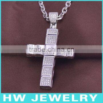 HWMCP1274 micro pave setting silver cross pendant