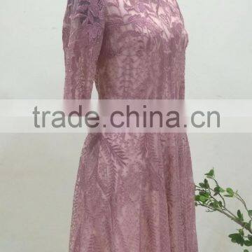 2017 New Design Casual Style Crochet Lace Midi Lady Dress photo-2