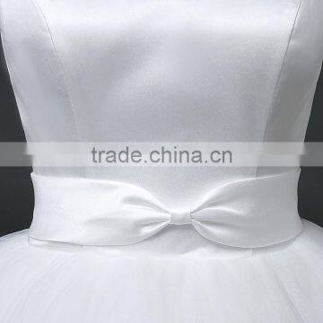 MGOO Customised Ball Gown White Plain Satin Bridal Dress Sleeveless Elegant Simple Dress For Wedding Formal Dress photo-4