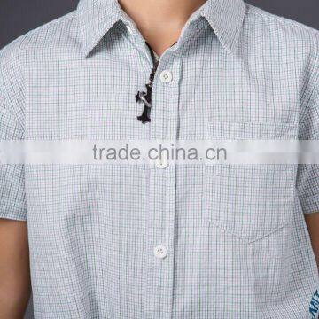 100% cotton short sleeve boy's yarn dyed check button up shirt