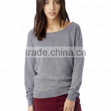 custom raglan sleeve Slouchy distressed Washed Pullover Sweatshirt loose fit for women wholesale