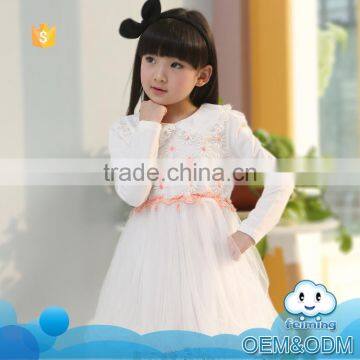 Fashion baby girl winter new products cotton fancy kids decoration flower clothes hand made dress baby