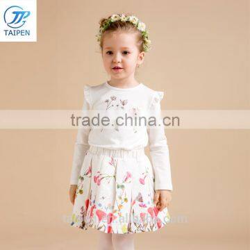 2017 Spring Girls Fashion Pleated Skirt Fancy Flower Printed Elastic Waist Children's Short Skirt photo-2