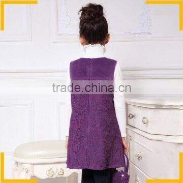 2015 Newest Winter Embroidery Designs Baby Dress Flower Girl Dresses Royal Blue Little Girls Dress Suits photo-2