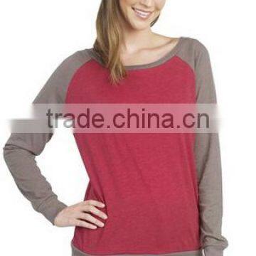 Factory Direct Wholesale Women's Cotton Poly Contrast Raglan Long Sleeve Pullover photo-4