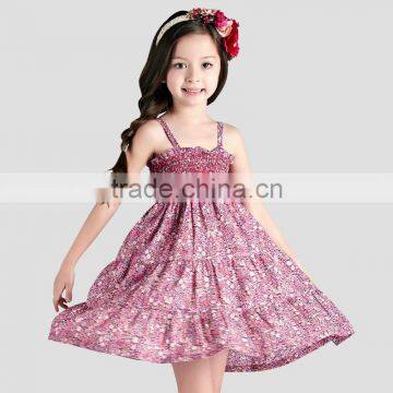 S60729B Child Summer Braces Style Girls Dress Floral Beach Dress