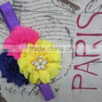 Fashionable Toddler Soft Chiffon Fabric Flowers Headband Good Quality photo-4