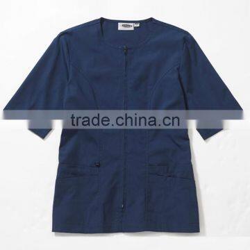 Half Sleeve Housekeeping Zip Front UniformTunic Work Shirt With Four Pockets photo-4