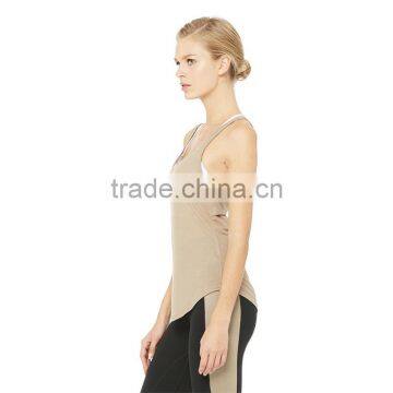 Wholesale Back Cutout Dropped Armholes Stringer Loose Yoga Gym Tank Top photo-2