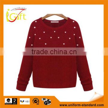 2014 hot sell wholesale high quality long sleeve cotton dot sprinted sweater