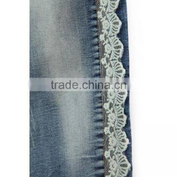 Cheap New Style Fray Hem Comfortable Light Blue Lace Stitched Slim Fit New Design Jeans for Girls photo-4