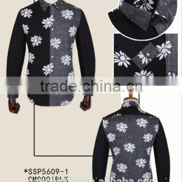 Latest 100% Cotton Fashion Design Floral Casual Men Shirts photo-3