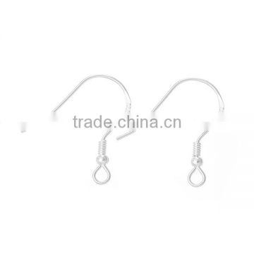 925 Sterling Silver Earring Hooks Bright Sparkly Silver W/Spring Ball & Loop 18mm x 15mm,2Pairs