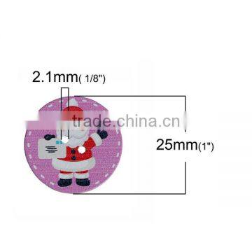 Wood Sewing Buttons Scrapbooking 4 Holes Round Multicolor Christmas Santa Claus Pattern photo-2
