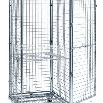 Foldable Nesting Wheel Logistics Cart Storage Wire Mesh Cage Containers