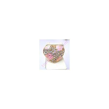 Heart Rhinestone Cabochon With Flower Crystal Purfume Bottle Ornament