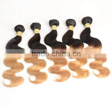 Wholesale price 1b/27 color ombre hair weaves , Indian hair