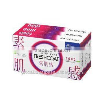 Japan Condom ' Uruoi Freshcoat 1000 ' --- inside top jelly-filled condom --- 12 x 3p