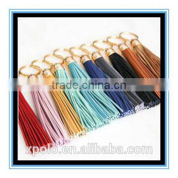 Fashion women multiple colors leather tassel keychain