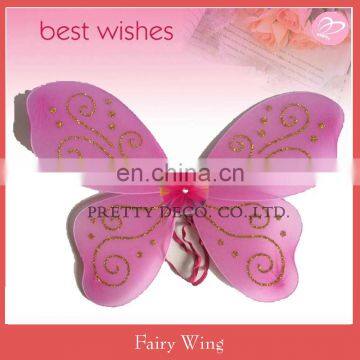 Wholesale Pink color Glitter printing kids nylon butterfly wing