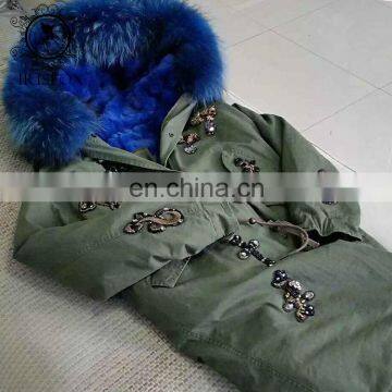 High-end Italy Style Super Big Fur Hood Military Long Fur Parka Jacket photo-3