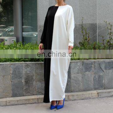 Black And White Muslim Women Contrasting Maxi Dress (16042701) photo-2