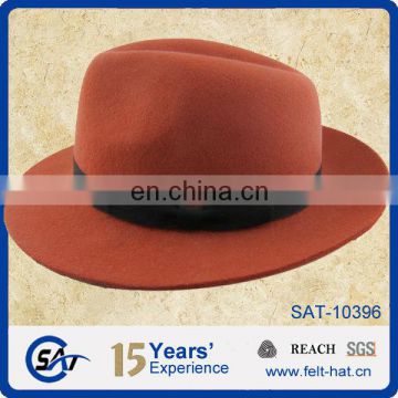 orange pure wool felt Indiana Jones Hat with black ribbon