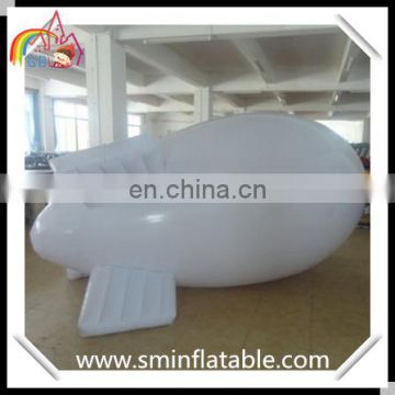 Hot selling inflatable white helium blimp, inflatable pvc zeppelin airship for outdoor display/advertising event