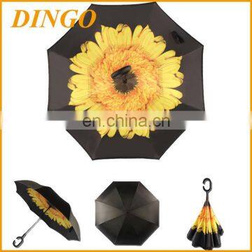 Double Layer C Shape Handle Windproof Inverted Umbrella