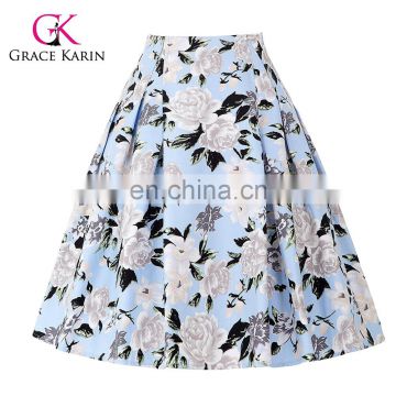 Grace Karin Occident Ladies Vintage Retro Floral Pattern Cotton Skirt 9 Patterns CL008925-8