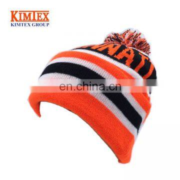 Acrylic Custom Knitted Pom Hat Wholesale jacquard Pom