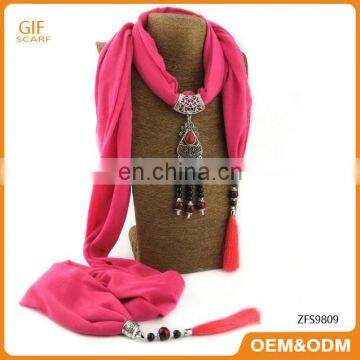 New Arrival Plain Jersey scarf with pendant