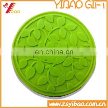 Round 4" Silicone Green leaf silicone rubber placemats