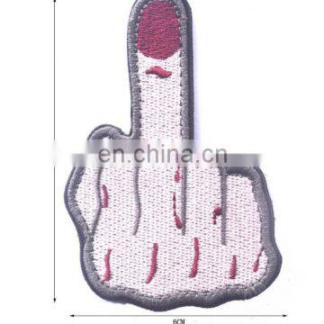 MIDDLE FINGER Iron On Embroidered Outlaw Biker Punk Patch,New Creeping Skeleton Patch Skull Finger Patch,