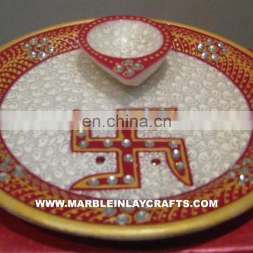 Decorative Marble Plate With Gold Painting