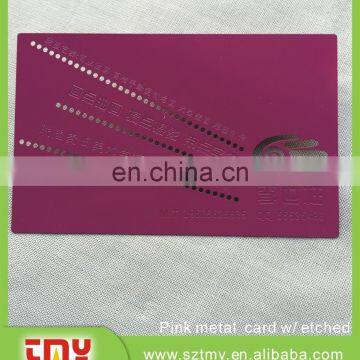 Color Brushed Metal Business Cards, name cards, VIP cards with etching logo