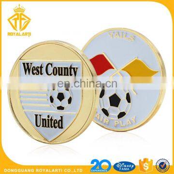 Manufacturer Custom Soccer Play Logo Soft Enamel Gold Coin