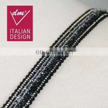 Factory sale beaded sliver lurex lace trim