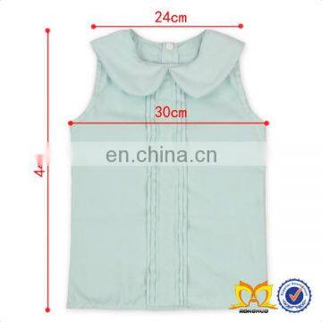 New Children's Boutique Sleeveless Aqua Color Clothes Wholesale Girl Fashion Shirt