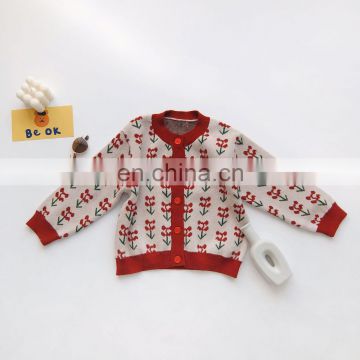 2020 Spring Girls' Jacket Knitted Sweater Kids Coats Childrenswear Wholesale