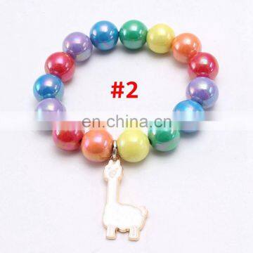 Girl Rainbow Bracelet Children Colorful Beads With Alloy Pendants Girl Gift 9Colors photo-4