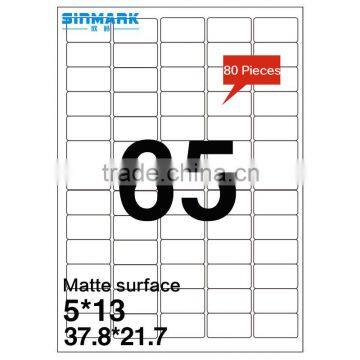SINMARK Matte surface 38mm*22mm sticker paper manufacturers