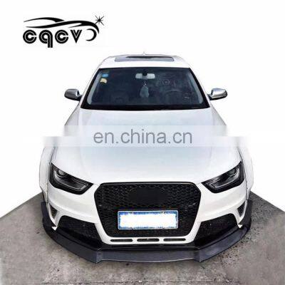 CQCV style body kit for Audi A4 RS4 style front bumper and wider flare carbon fiber spoiler for AUDI A4 S4