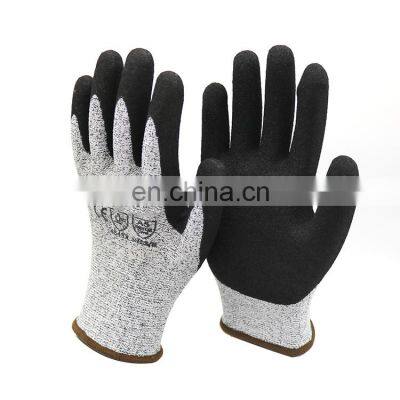 13 Gauge HPPE Liner Coated Sandy  Nitrile HPPE Cut Hand Construction Gloves