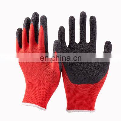 Extra Grip Black Crinkle Latex Gloves Multipurpose Latex Work Gloves with Red Polyester Shell